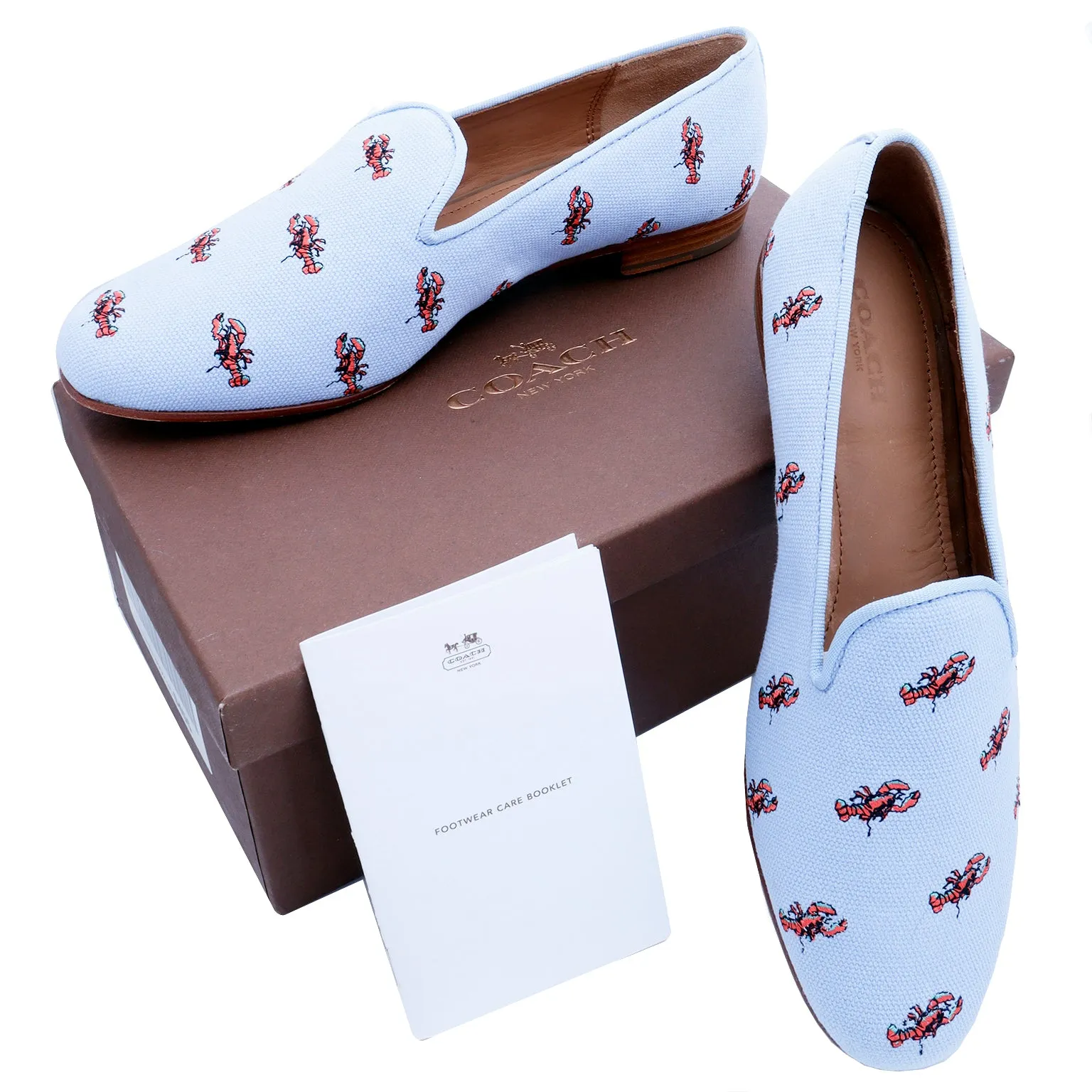 2000s Coach Blue Canvas Lobster Shoes New in Box