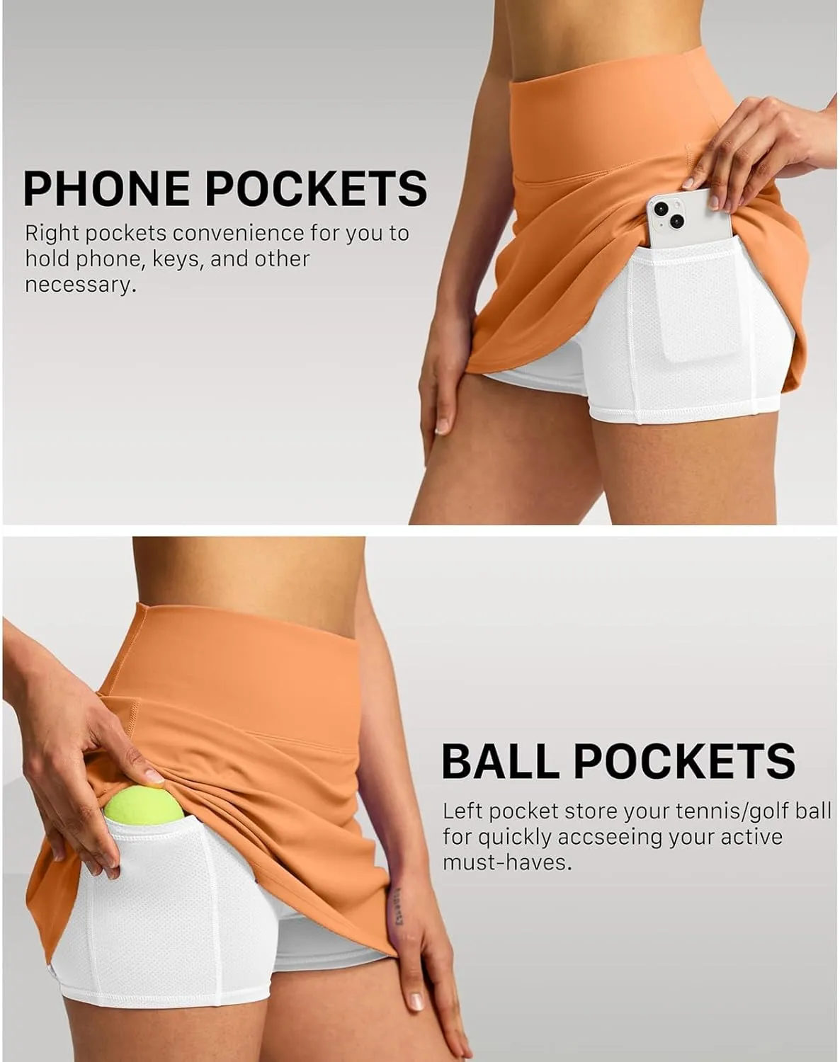 2024 Skorts for Woman Tennis Fitness Sports Double Layer Skirt Elastic High Waist Breathable Trendy Hiking Shorts Pockets