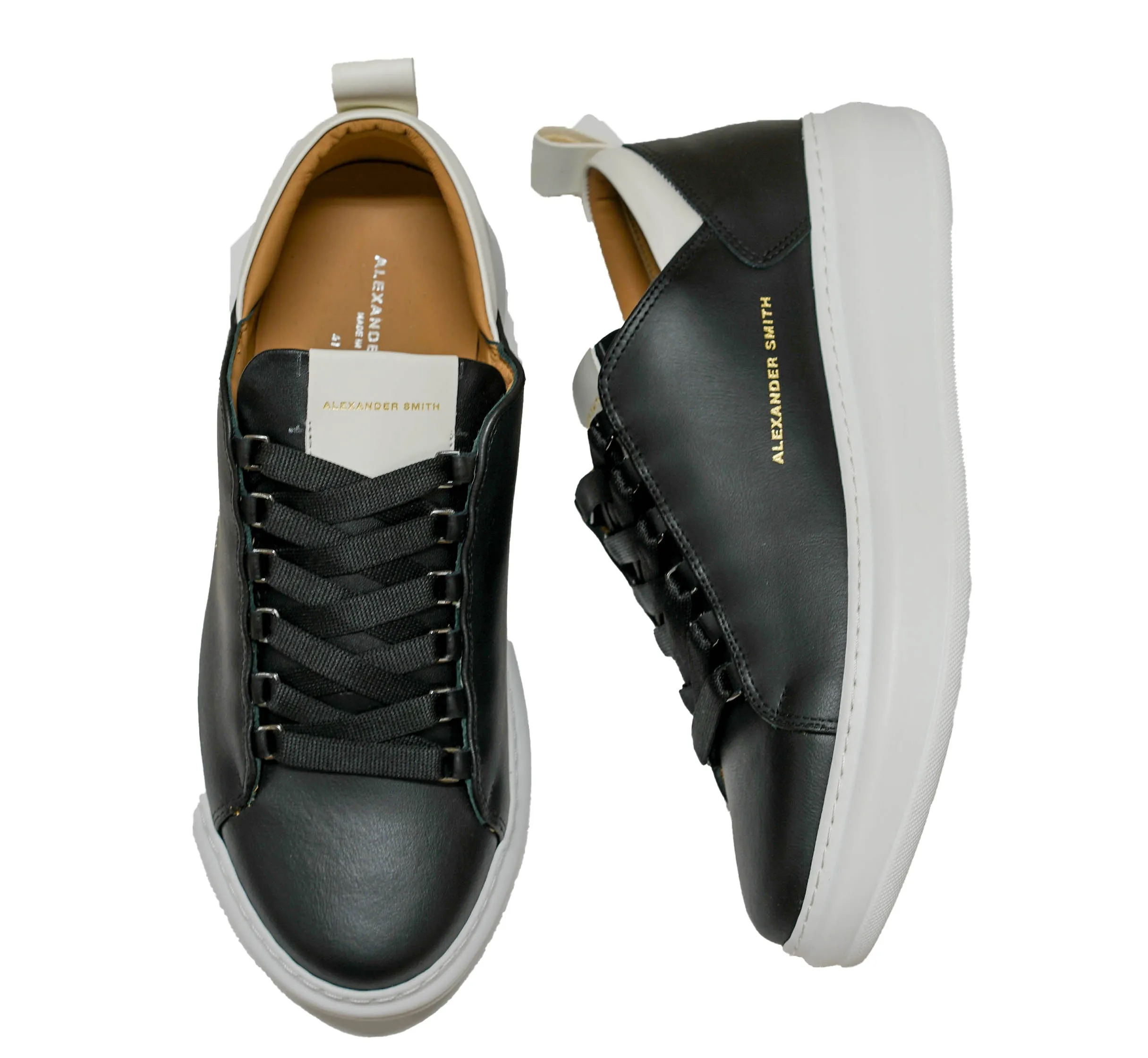 Alexander Smith Men's Black Leather Sneakers 80BWT - 30% OFF