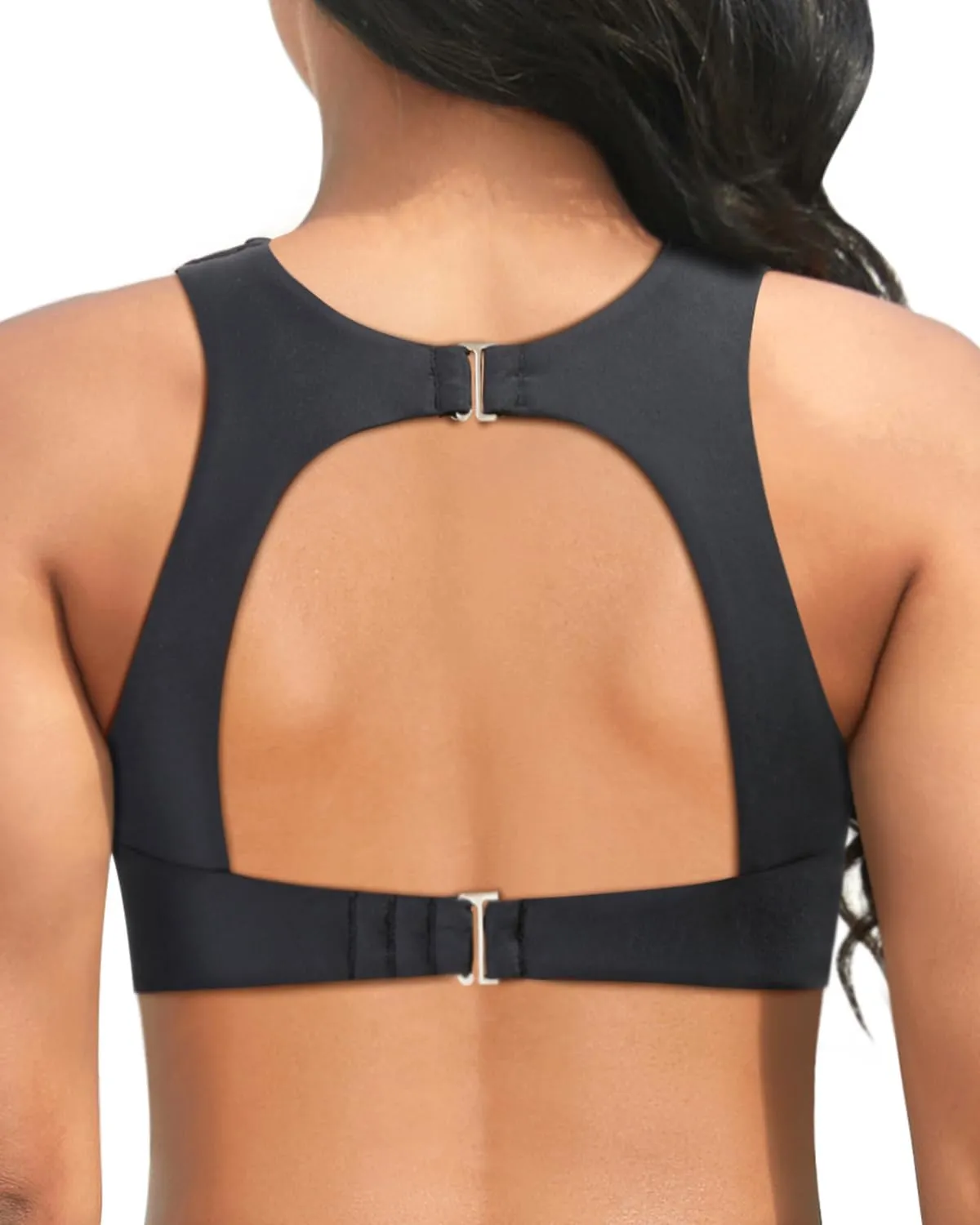 Aqua Eve Women Bikini Top Only Crop Swim Top High Neck Bathing Suit top Sports Bra Swimsuit Tops
