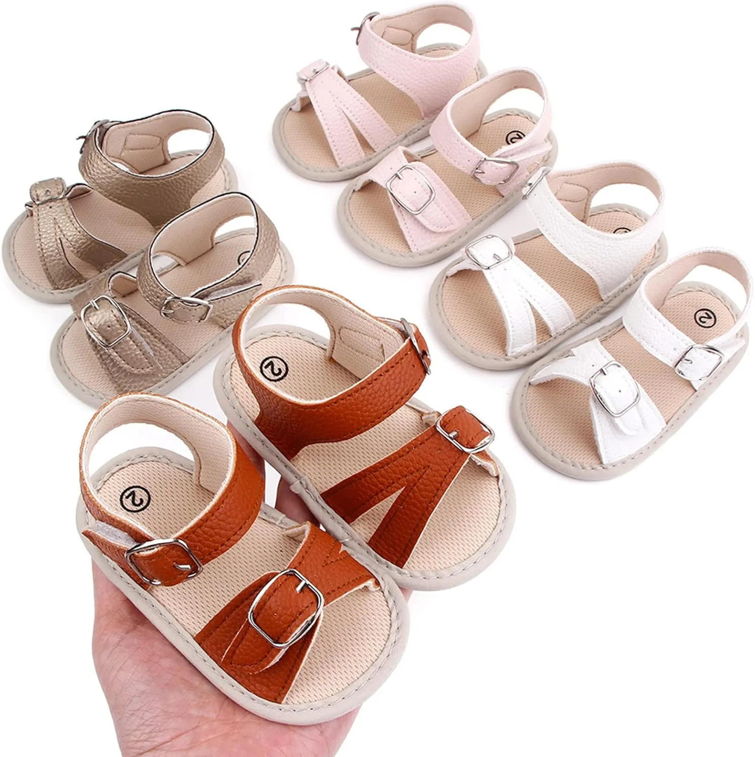 Baby Girls Boys Sandals Infant Toddler Shoes Outdoor First Walkers Athletic Soft Sole Sneakers Summer (White, 4 Infant)