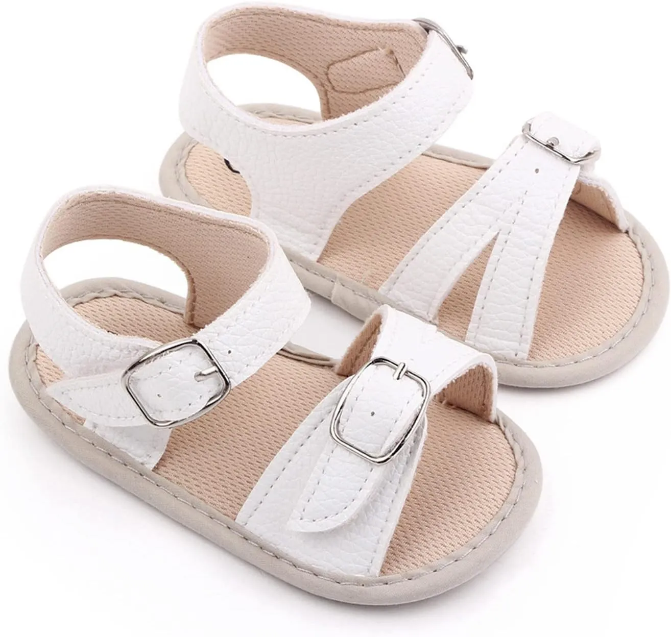 Baby Girls Boys Sandals Infant Toddler Shoes Outdoor First Walkers Athletic Soft Sole Sneakers Summer (White, 4 Infant)