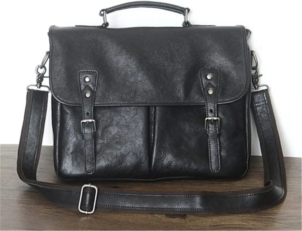 Black Coffee 100% Genuine Leather 14'' Laptop Office Men Briefcase Portfolio Business Messenger Bag
