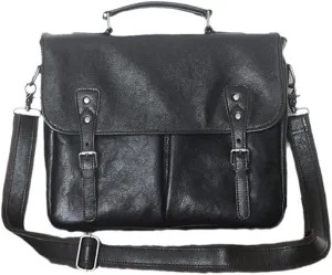 Black Coffee 100% Genuine Leather 14'' Laptop Office Men Briefcase Portfolio Business Messenger Bag