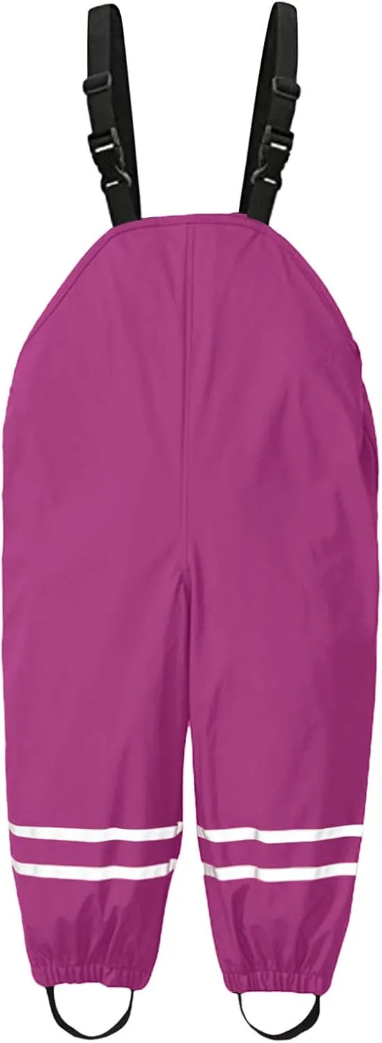 Boys Girls Waterproof Suspender Rain Pants Mud Dirty Proof Windbreak Raincoat Kids Lightweight Overalls Jumpsuit