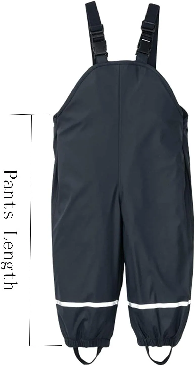 Boys Waterproof Rain Jumpsuit Romper Girls Suspender Solid Insulated Rain Pants Kids Outdoor Casual Raincoat