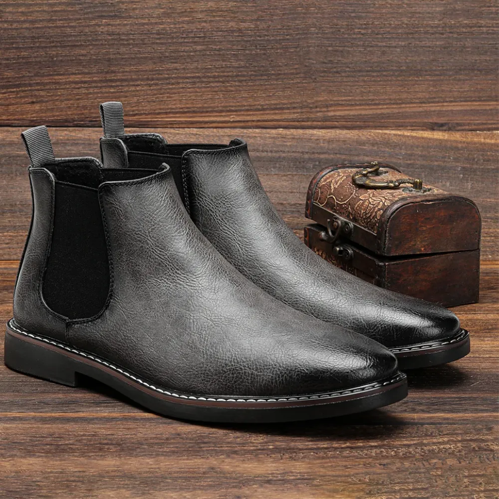Bravonn - Chelsea Boots Heren met Glanzende Afwerking en Elastische Zijkanten