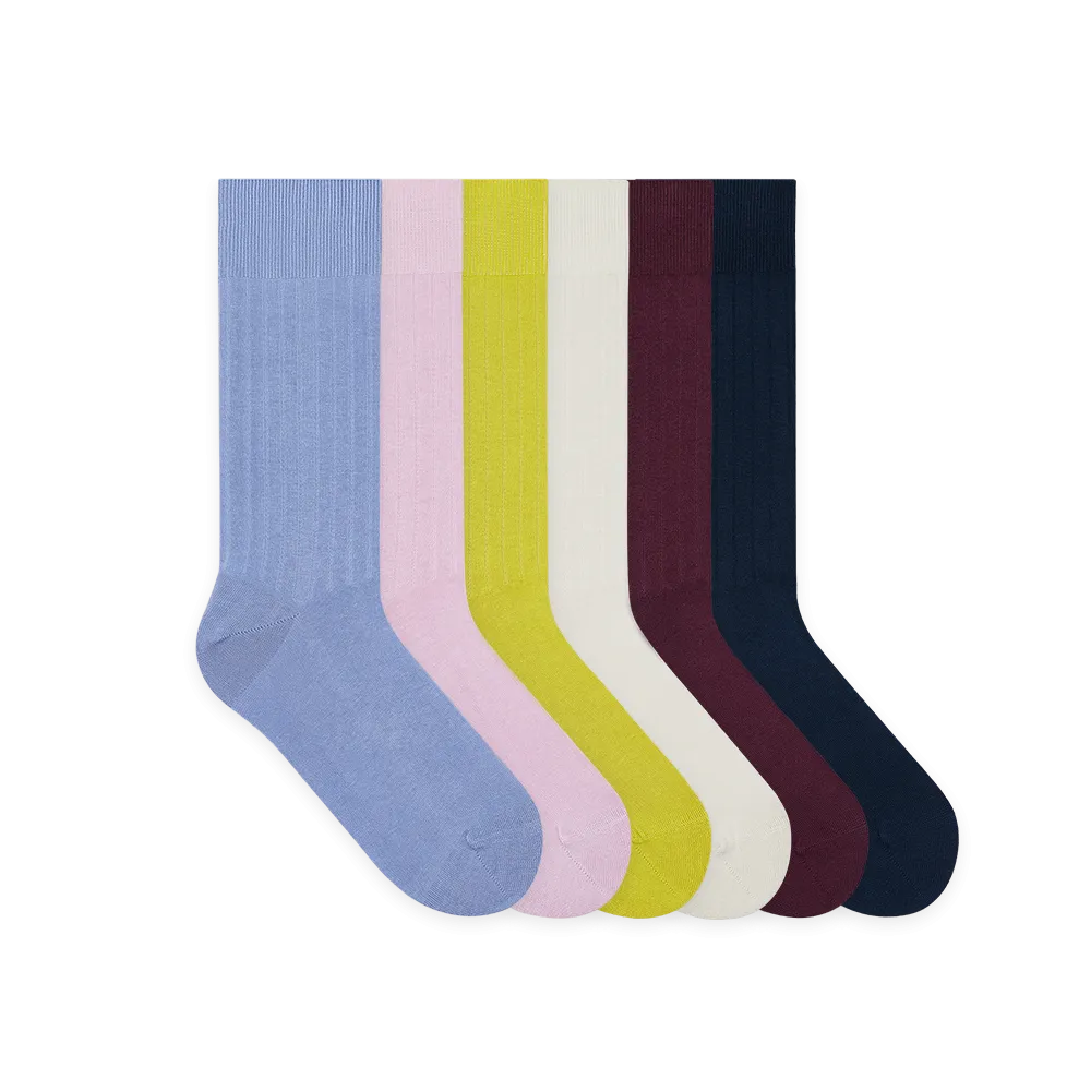 Bunte Gerippte Socken-Set | 6 Paar | 39-46
