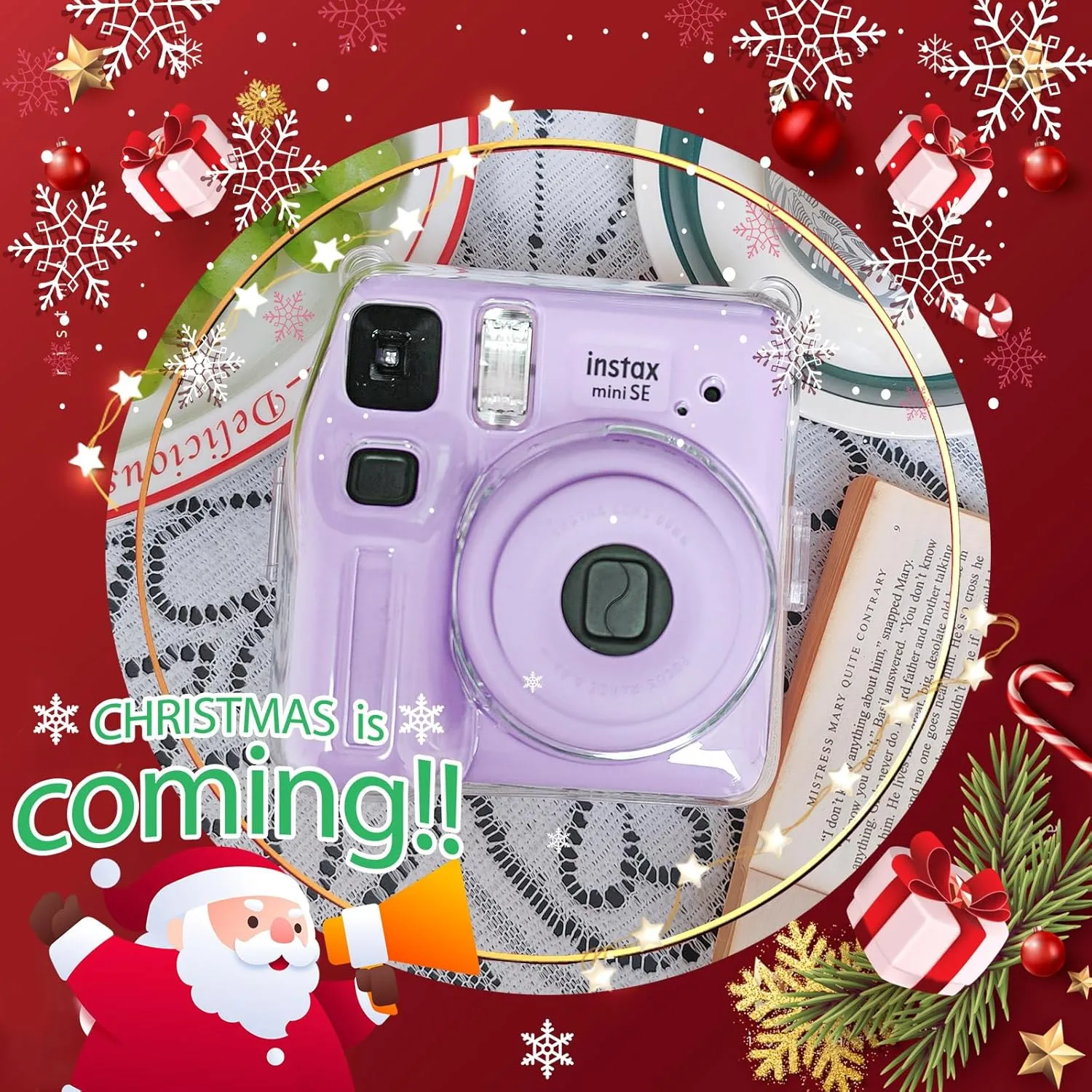 Clear Case for Fujifilm Instax Mini SE Instant Camera Bag - Instant Mini SE Case with Adjustable Shoulder Straps (No Camera)