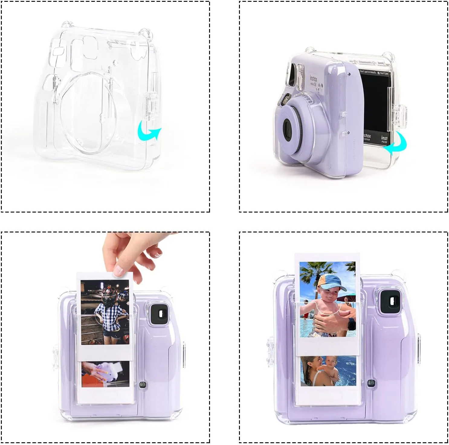 Clear Case for Fujifilm Instax Mini SE Instant Camera Bag - Instant Mini SE Case with Adjustable Shoulder Straps (No Camera)