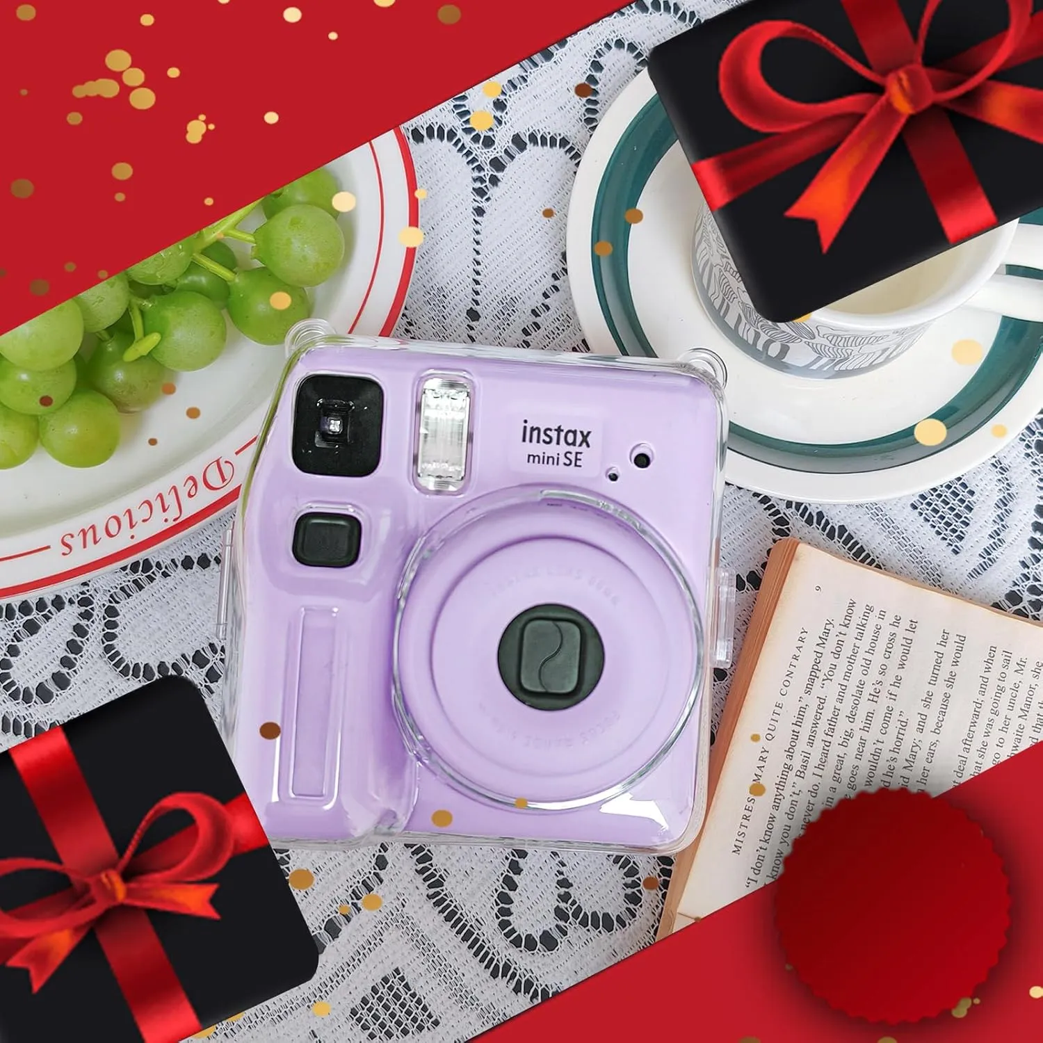 Clear Case for Fujifilm Instax Mini SE Instant Camera Bag - Instant Mini SE Case with Adjustable Shoulder Straps (No Camera)