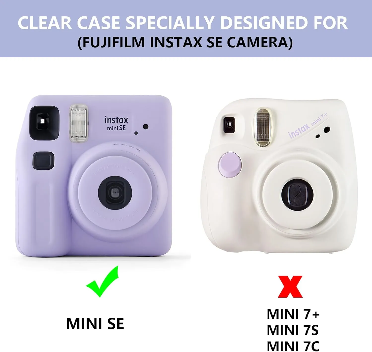Clear Case for Fujifilm Instax Mini SE Instant Camera Bag - Instant Mini SE Case with Adjustable Shoulder Straps (No Camera)