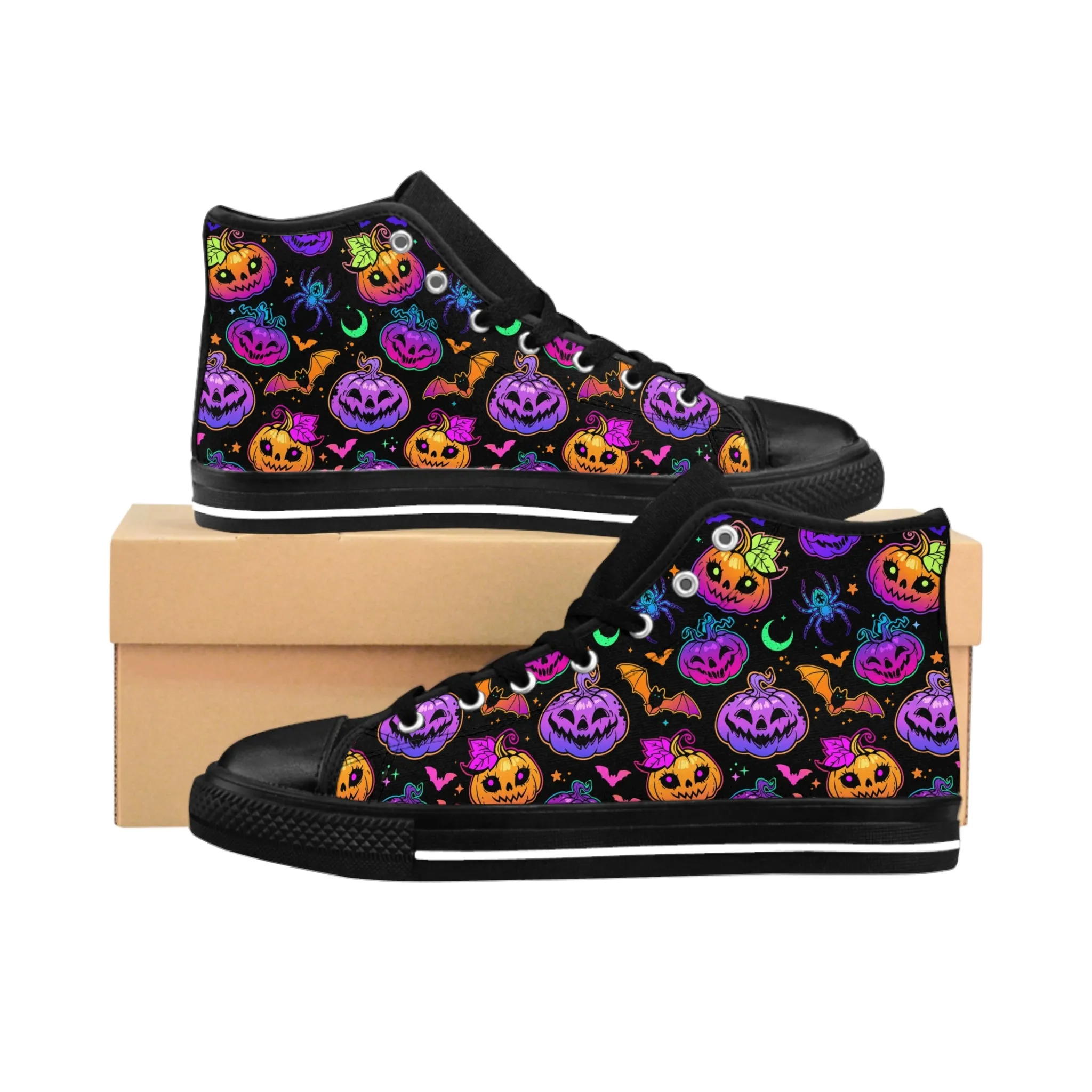 Colorful Halloween Pumpkin Men's Classic Sneakers