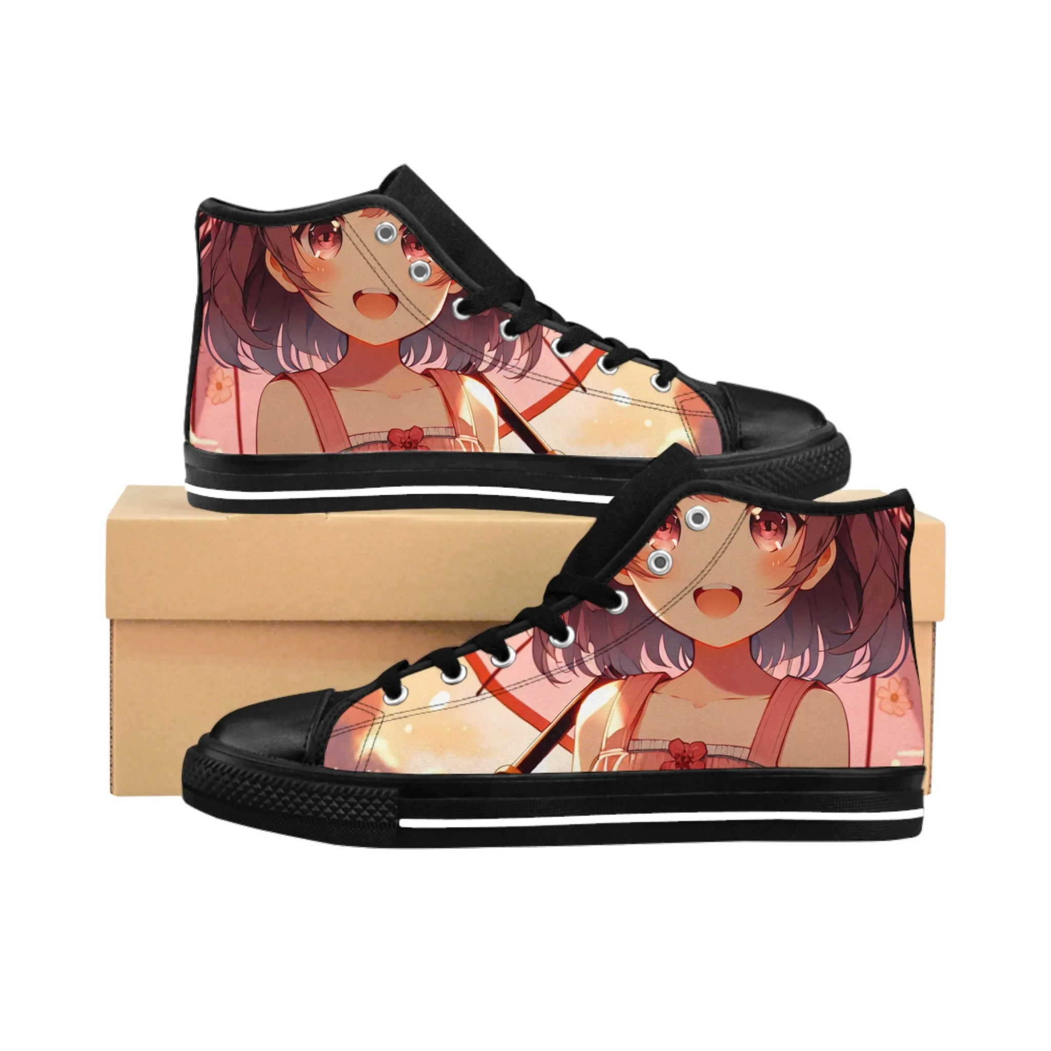 Cute Anime Girl with Umbrella Women's Classic Sneakers