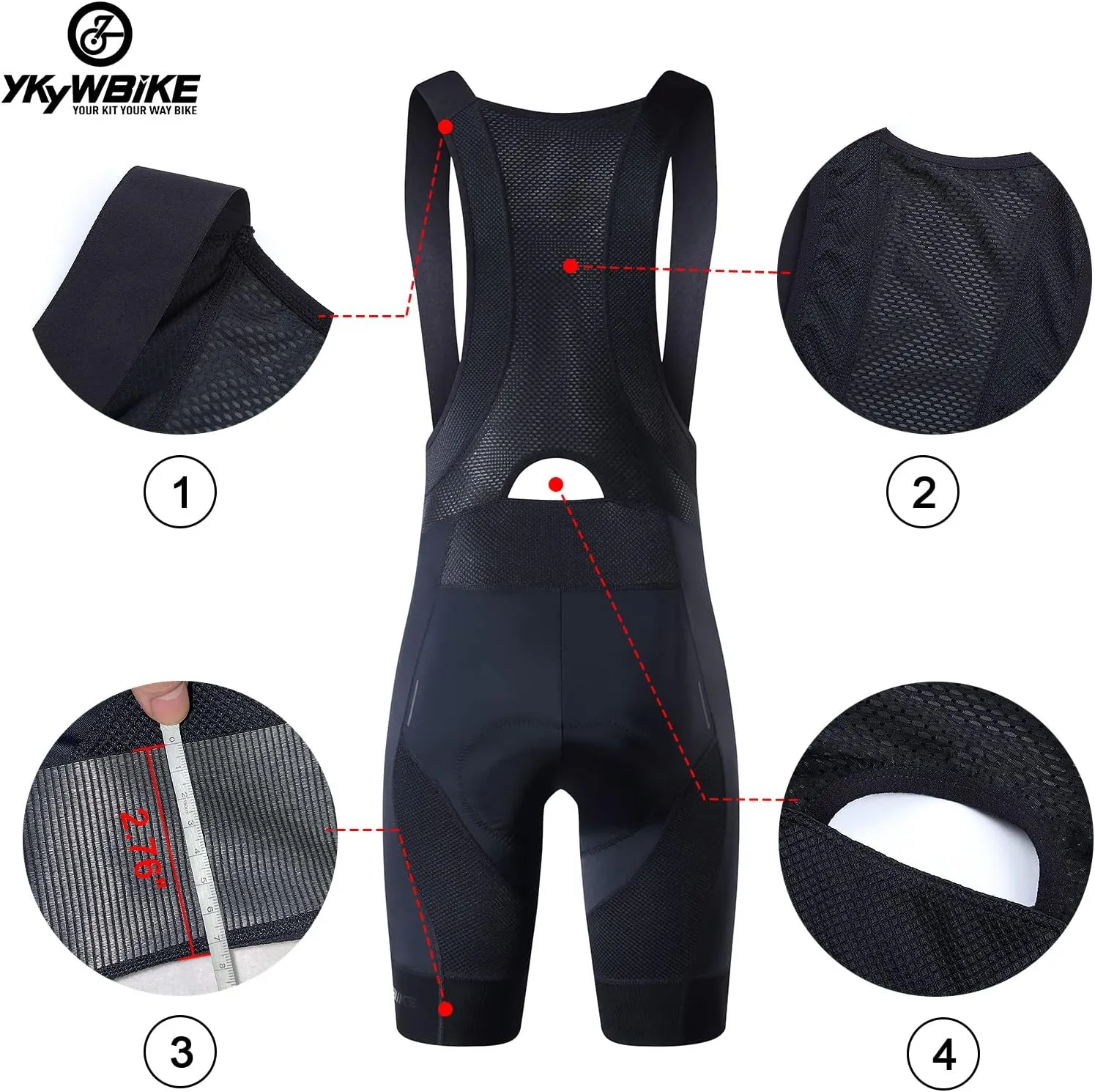 Cycling Bib Shorts for Men - Road Bike Bicycle Breathable Padded Riding Tights