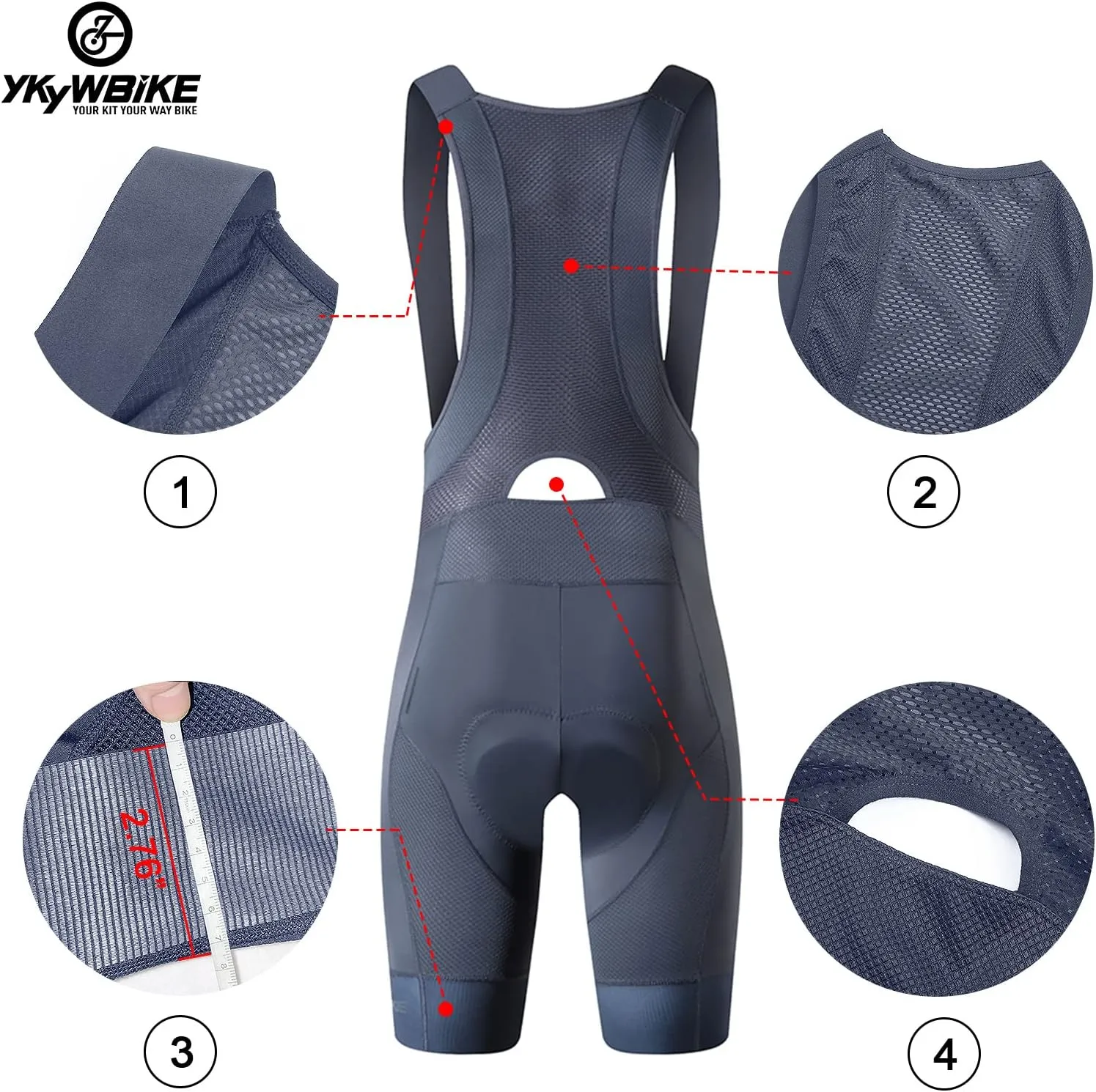 Cycling Bib Shorts for Men - Road Bike Bicycle Breathable Padded Riding Tights