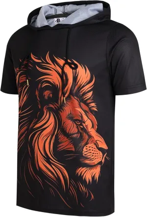 DEHANER Dry Fit Short Sleeve Hoodies For Men Workout Gym Athletic Pullover T-Shirts Lightweight Sweatshirts