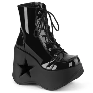 DYNAMITE-106 DemoniaCult Black Patent Sexy Women's Ankle Boots (Alternative Footwear)