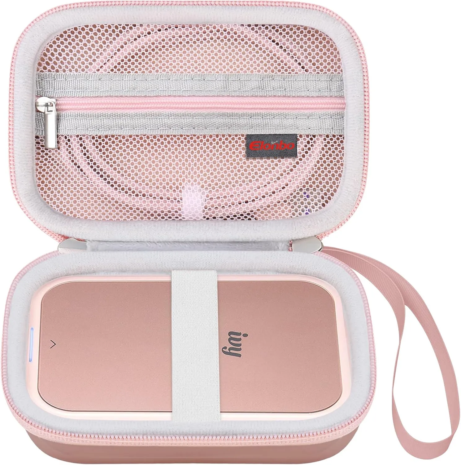 Elonbo Carrying Case for Canon Ivy 2 Mini/Canon Ivy Mini Photo Printer, Portable Bluetooth Instant Camera Printer Storage Holder Trave Bag, Mesh Bag fits Photo Paper Cable, Rose Gold
