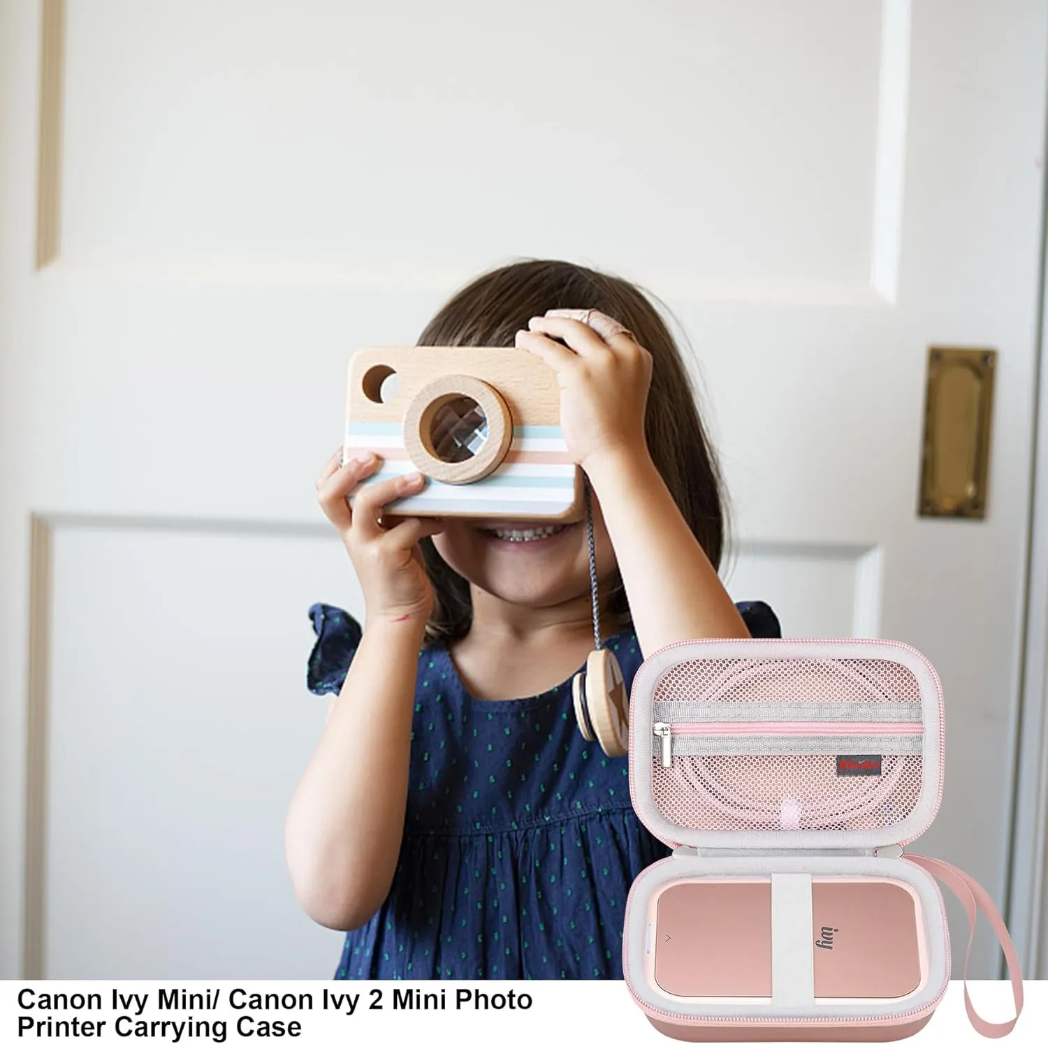 Elonbo Carrying Case for Canon Ivy 2 Mini/Canon Ivy Mini Photo Printer, Portable Bluetooth Instant Camera Printer Storage Holder Trave Bag, Mesh Bag fits Photo Paper Cable, Rose Gold