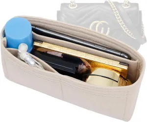 Felt Purse Organizer Insert Compatible with GG Marmont Mini Matelasse Shoulder Handbag and More, Mini Handbag Insert Liner Pouch for Women Inner Bladder Bag Storage Bag (Beige,mini)