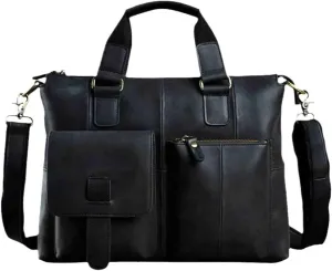 Haitpant Men Leather Retro Travel Business Briefcase 15" Laptop Case Portfolio Bag Shoulder Messenger Bag