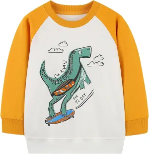 His and Hers Melanin Hoodies Toddler Boys 2023 New Skateboarding Dinosaur Print Casual Pullover Boys Sweatshirts Hoodies