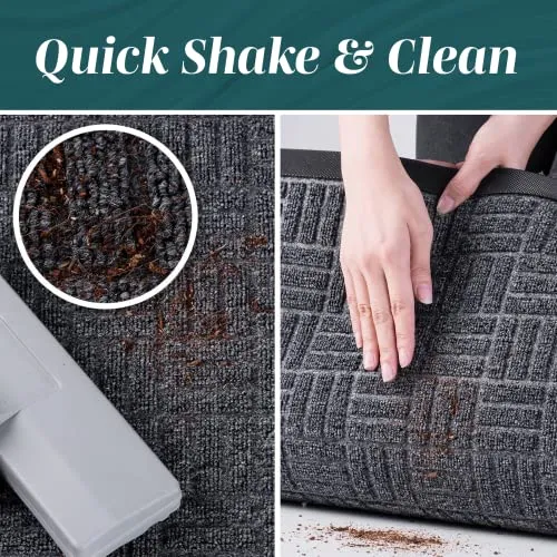 HOMWE 2 Pc All-Weather Door Mats Set, Slip-Resistant, Absorbent, 29.5 x 17 Inches
