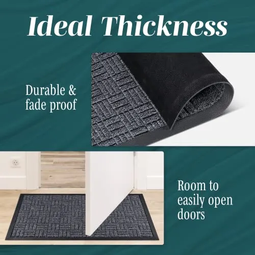 HOMWE 2 Pc All-Weather Door Mats Set, Slip-Resistant, Absorbent, 29.5 x 17 Inches