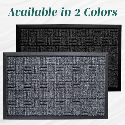 HOMWE 2 Pc All-Weather Door Mats Set, Slip-Resistant, Absorbent, 29.5 x 17 Inches