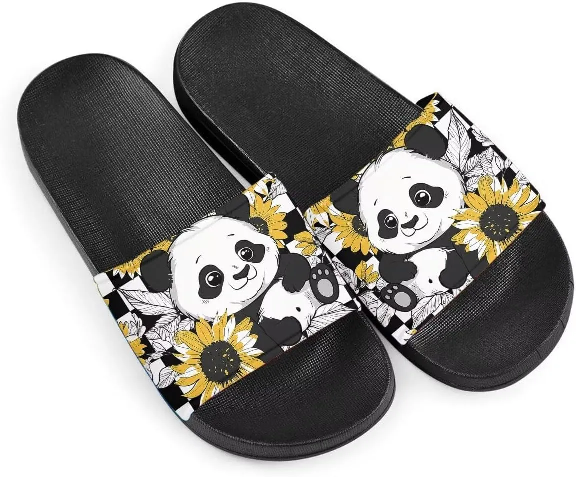 Howilath Cute Animal Women's Classic Open Toe Single Band Slip-On Flat Slide Sandal, Mandala Galaxy Butterflies Colorful Design Women Shower Slippers