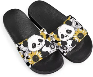 Howilath Cute Animal Women's Classic Open Toe Single Band Slip-On Flat Slide Sandal, Mandala Galaxy Butterflies Colorful Design Women Shower Slippers