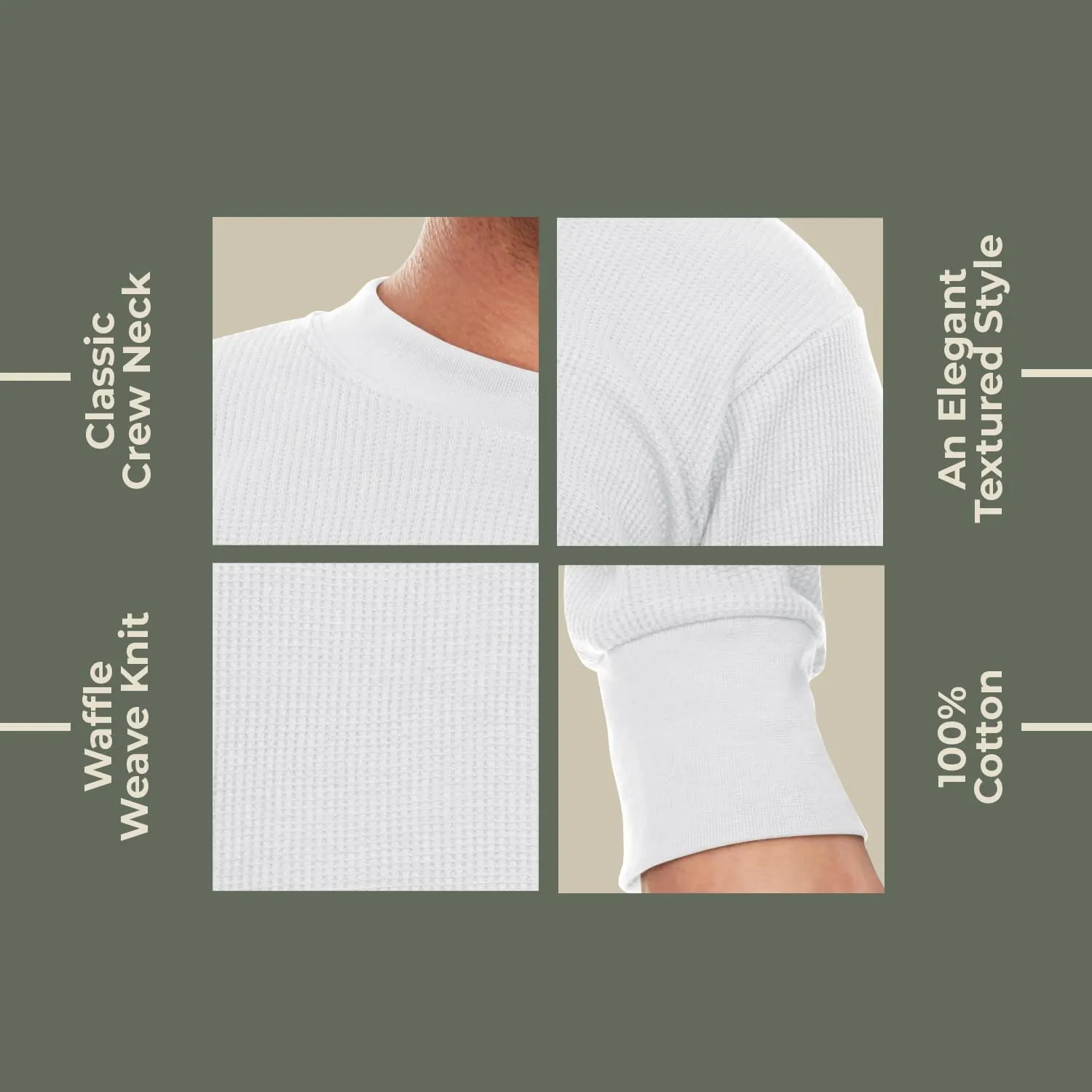 JMR Mens Heavyweight Waffle Thermal Shirt - 100% Cotton Long Sleeve - Wear as Base Layer or Standalone - Warm & Breathable