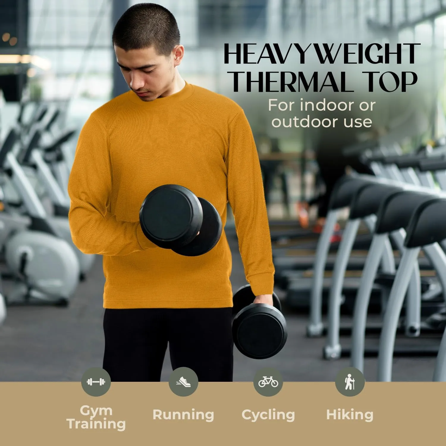 JMR Mens Heavyweight Waffle Thermal Shirt - 100% Cotton Long Sleeve - Wear as Base Layer or Standalone - Warm & Breathable