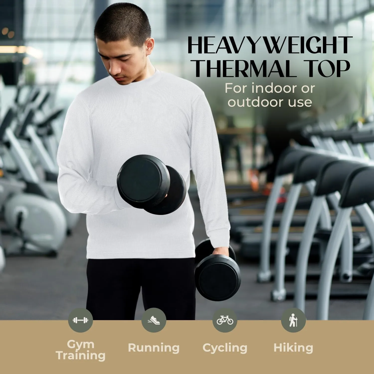 JMR Mens Heavyweight Waffle Thermal Shirt - 100% Cotton Long Sleeve - Wear as Base Layer or Standalone - Warm & Breathable