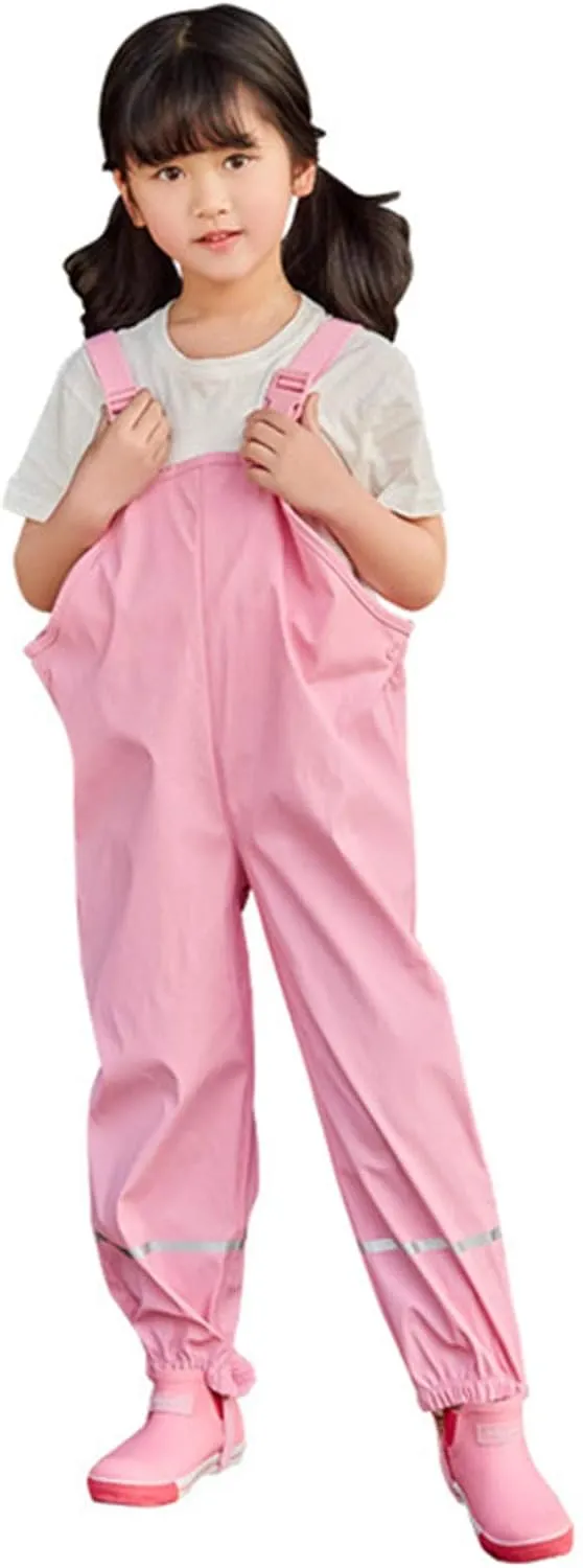 Kids Suspender Rain Pants Waterproof Mud Dirty Proof Outdoor Rain Jumpsuit Pant Boys Girls Insulated Overalls