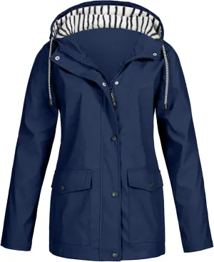 KUIOLYPOER Women's Raincoats Waterproof Rain Jacket Lightweight Active Outdoor Hooded Zip up Windbreaker