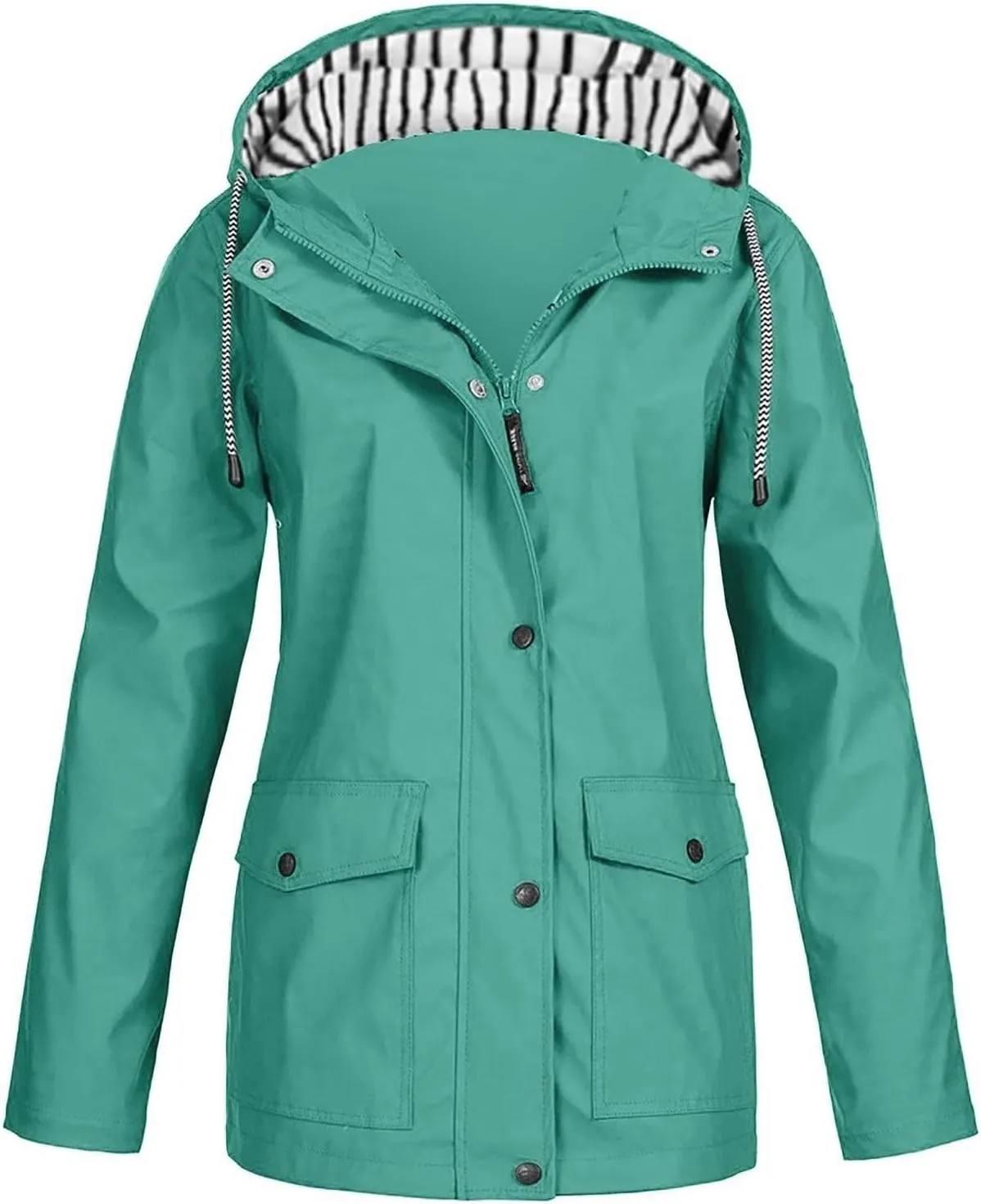 KUIOLYPOER Women's Raincoats Waterproof Rain Jacket Lightweight Active Outdoor Hooded Zip up Windbreaker
