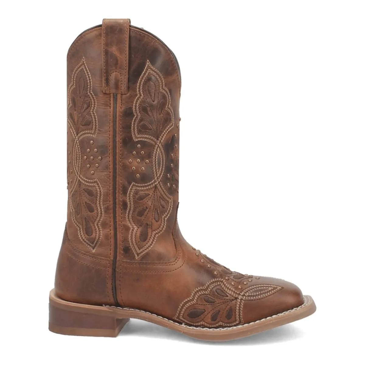 Laredo Women's Dionne Broad Square Toe Leather Boots - Brown 5972