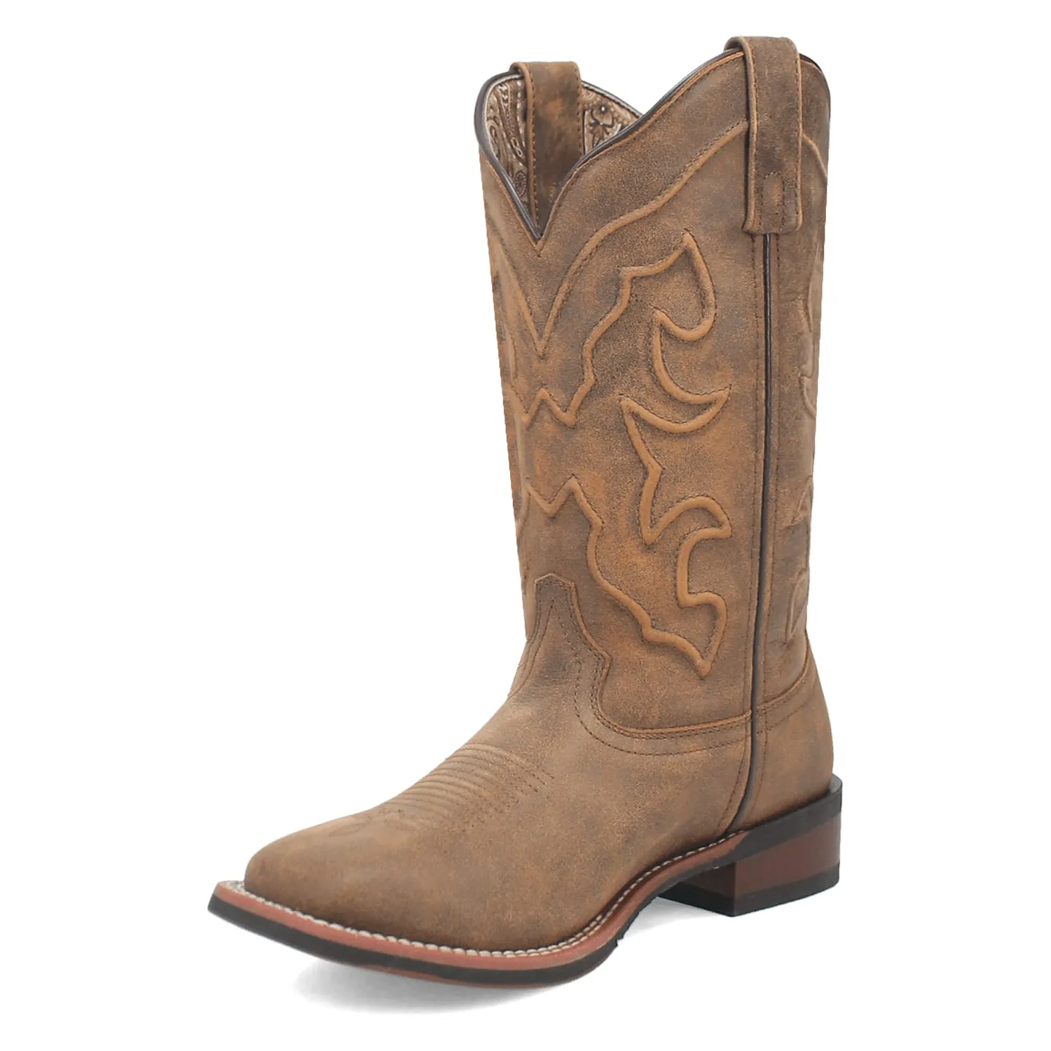 Laredo Women's Megan Broad Square Toe Leather Boots - Tan 3119