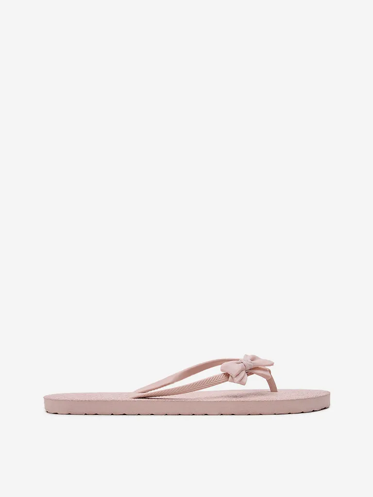LUNA BLU Light Pink Bow-Detailed Flip-Flop