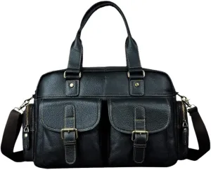 Male Crazy Horse Leather Business Briefcase Messenger Bag Travel Laptop Document Case Tote Portfolio Bag