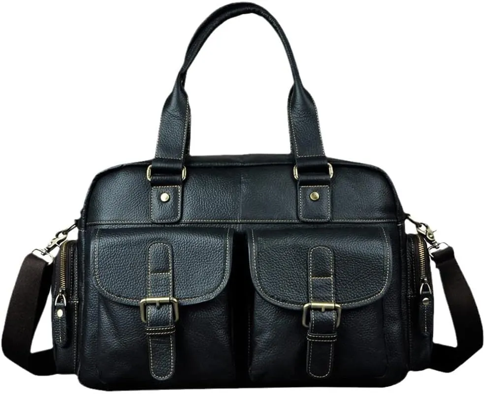 Male Crazy Horse Leather Business Briefcase Messenger Bag Travel Laptop Document Case Tote Portfolio Bag