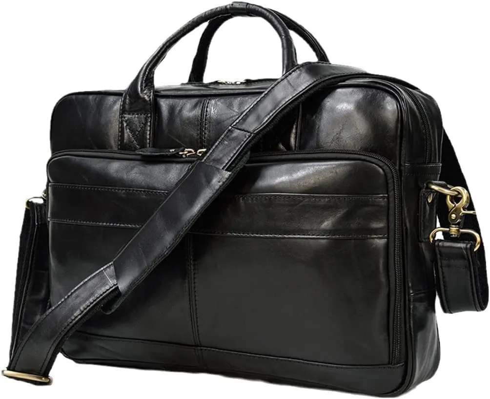 Men Genuine Leather Handbag Business Messenger Shoulder Bag 15.6'' Laptop Bag Computer Handbags Bags