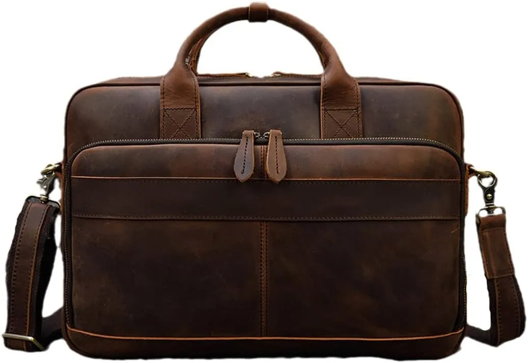 Men Genuine Leather Handbag Business Messenger Shoulder Bag 15.6'' Laptop Bag Computer Handbags Bags