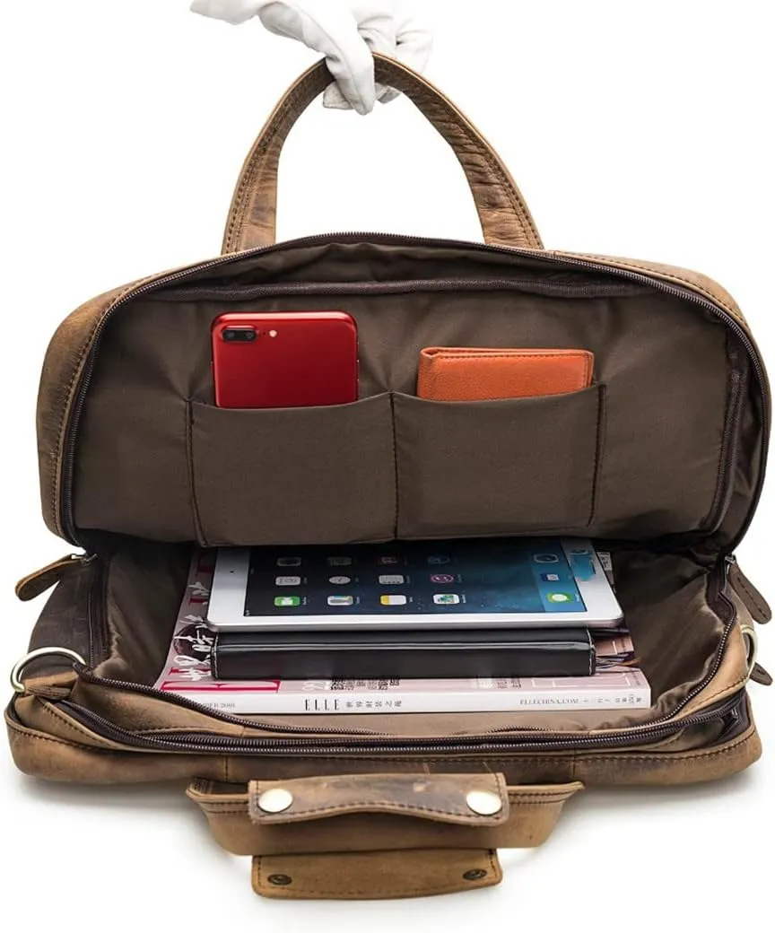 Men Leather Business Briefcase Messenger Bag Travel Laptop Document Case Tote Portfolio Bag