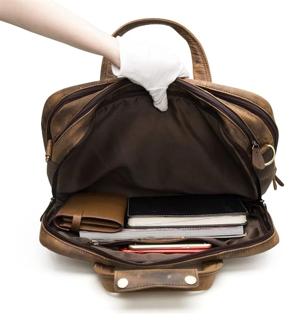 Men Leather Business Briefcase Messenger Bag Travel Laptop Document Case Tote Portfolio Bag
