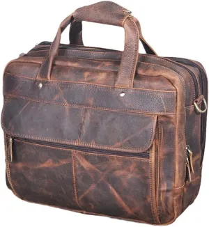 Men Leather Business Briefcase Messenger Bag Travel Laptop Document Case Tote Portfolio Bag
