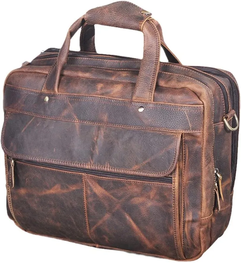 Men Leather Business Briefcase Messenger Bag Travel Laptop Document Case Tote Portfolio Bag