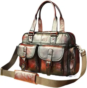 Men Leather Coffee Casual Men Briefcase Business Laptop Case Attache Messenger Bag Tote Bag